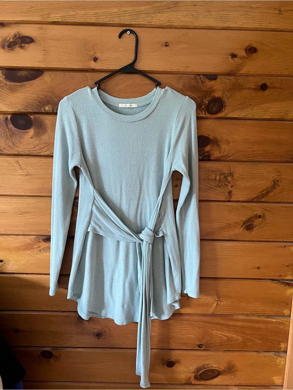 Light Blue Tie-Waist Long Sleeve Top (slightly oversized)